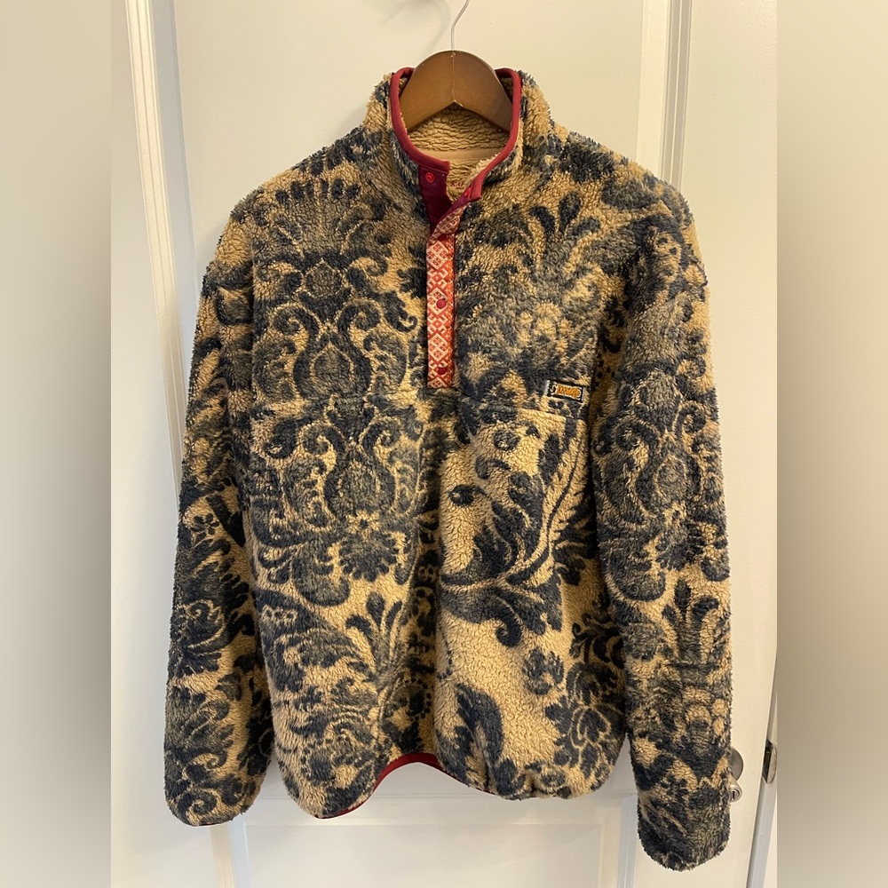 Kapital Tan & Black Floral Fleece Pullover Jacket